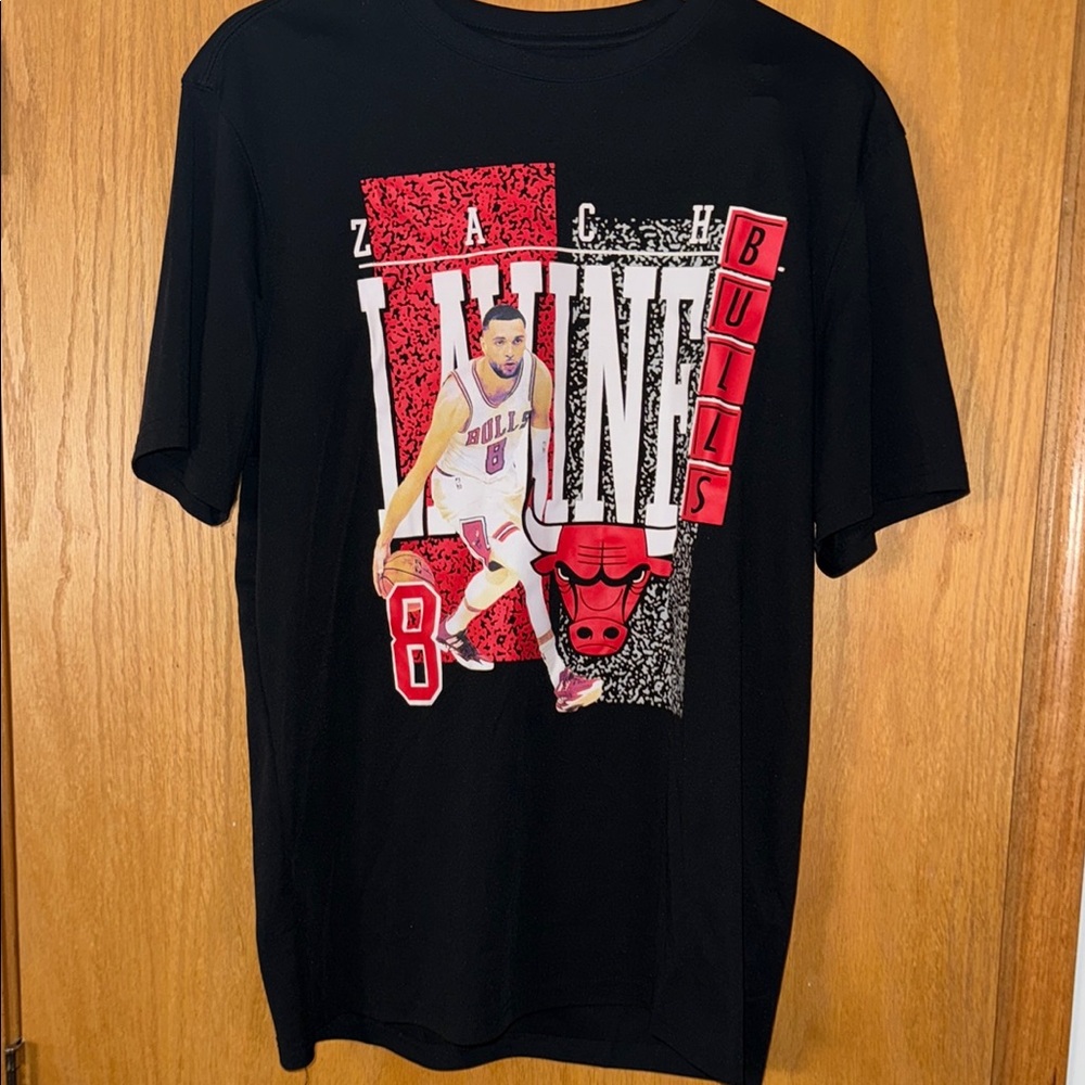 NBA Black and Red Bulls Player Graphic Tee
